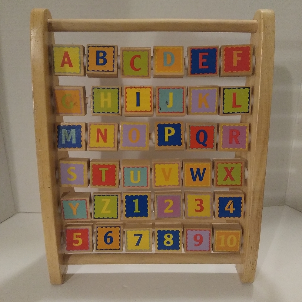 Educo Naturally Fun ABC Wooden Alphabet Numbers Abacus Stand